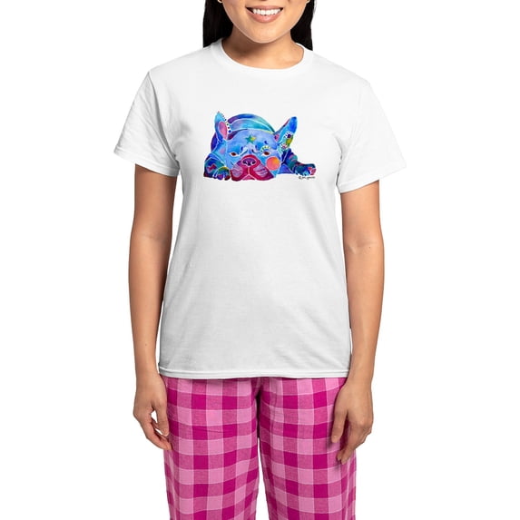 CafePress - French Bulldog Frenchies Women's Light Pajamas - Women's Short Sleeve Print T-Shirt and Pants Light Cotton Pajama Set