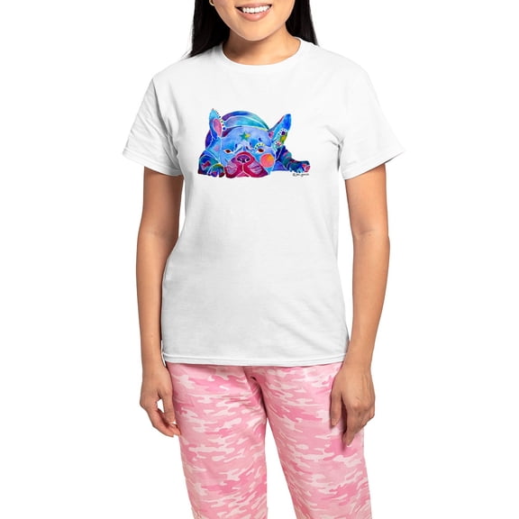 CafePress - French Bulldog Frenchies Women's Light Pajamas - Women's Short Sleeve Print T-Shirt and Pants Light Cotton Pajama Set
