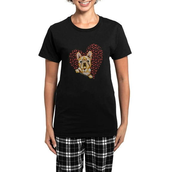 CafePress - French Bulldog Lover Women's Dark Pajamas - Women's Short Sleeve Print T-Shirt and Pants Dark Cotton Pajama Set