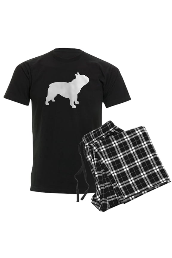 - French Bulldog Men's Dark Pajamas - Men's Dark Loose Fit Cotton Pajama Set