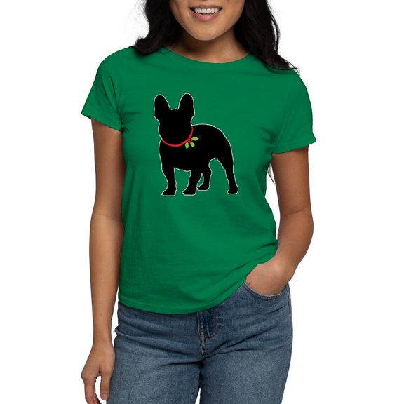 CafePress - French Bulldog Silhouette Women's Classic T Shirt - Women's Traditional Fit Dark T-Shirt