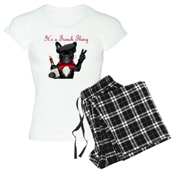 CafePress - French Bulldog Women's Light Pajamas - Women's Short Sleeve Print T-Shirt and Pants Light Cotton Pajama Set