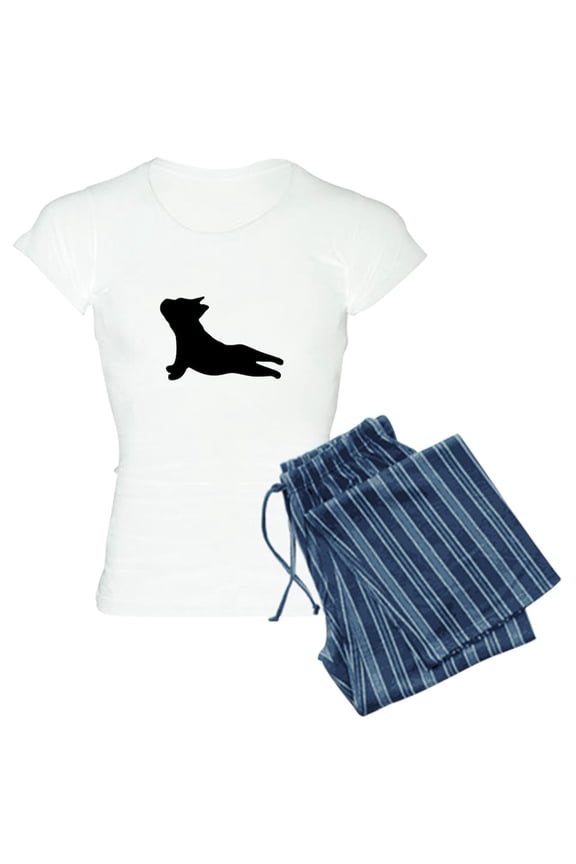 - French Bulldog Yoga Pajamas - Women's Short Sleeve Print T-Shirt and Pants Light Cotton Pajama Set