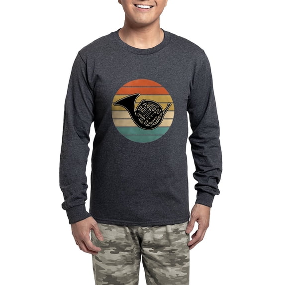 CafePress - French Horn Retro - Men's Long Sleeve Charcoal Pajama Set