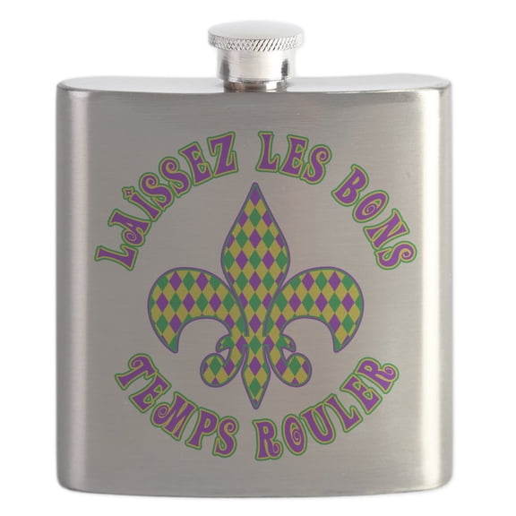 CafePress - French Mardi Gras Flask - Stainless Steel Flask, 6oz Drinking Flask