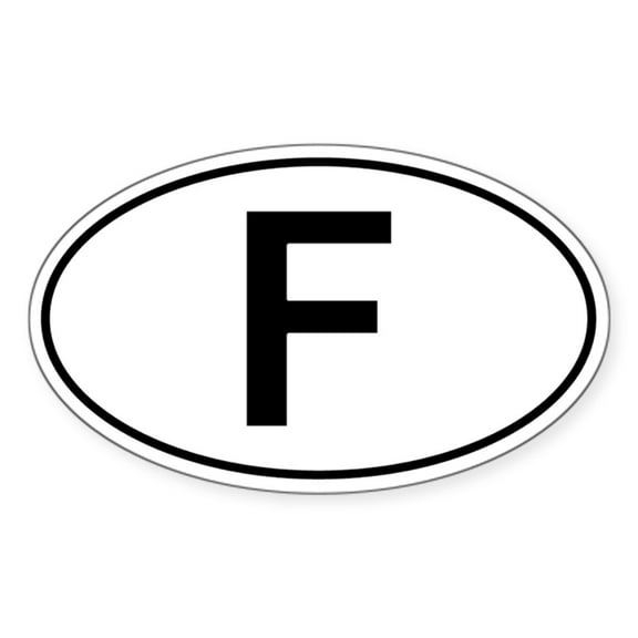 CafePress - French Oval Car Sticker F For France - Sticker (Oval)