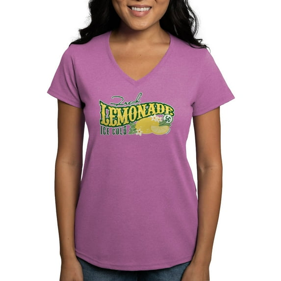 CafePress - Fresh Lemonade Women's V Neck Dark T Shirt - Women's V-Neck Dark T-Shirt
