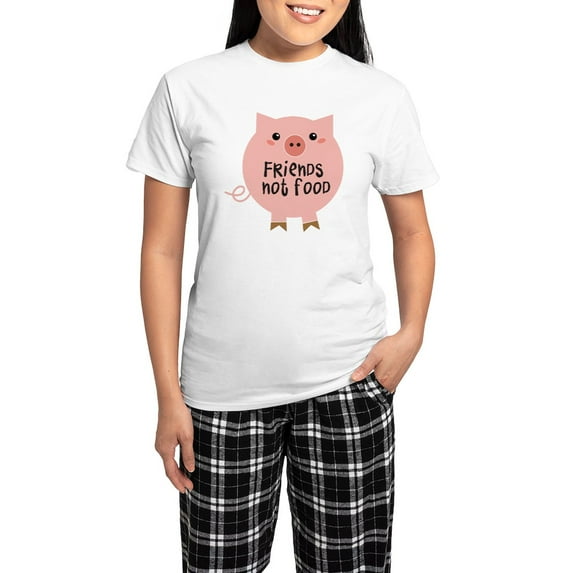 CafePress - Friends Not Food Pajamas - Women's Short Sleeve Print T-Shirt and Pants Light Cotton Pajama Set