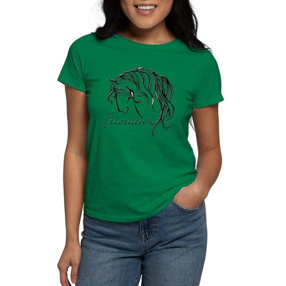 CafePress - Friesian T Shirt - Women's Traditional Fit Dark T-Shirt