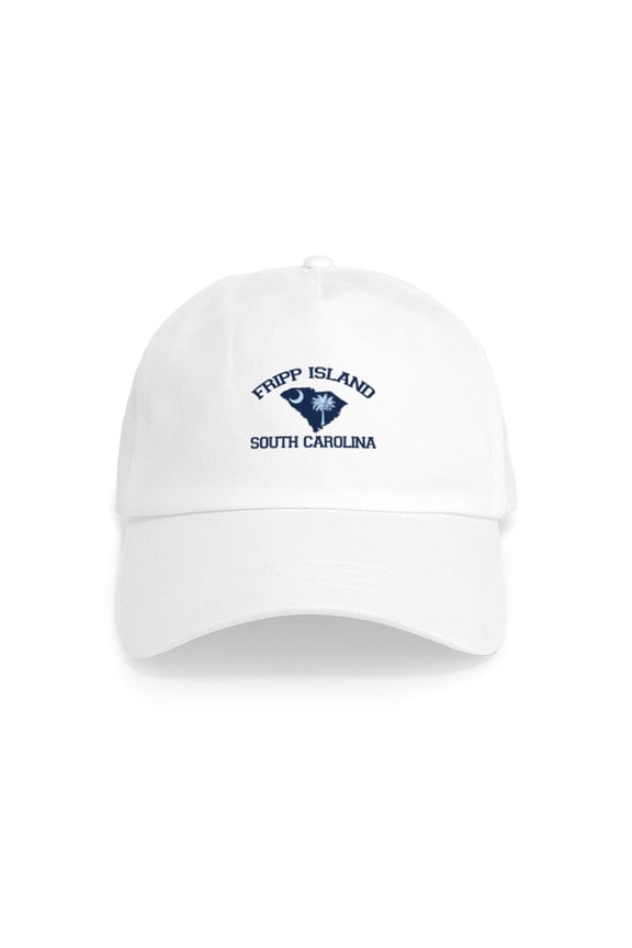 - Fripp Island Map Design Cap - Adjustable 100% Brushed Unisex Casual Cotton Baseball Cap, Beige, 1