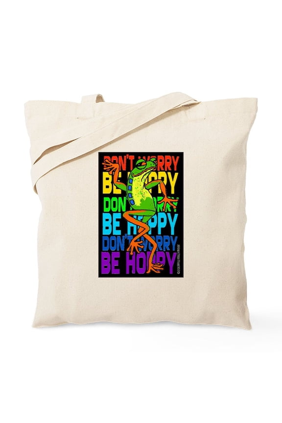 - Frog Be Hoppy Tote Bag - Unisex Canvas Tote Bag, Beige, 1-Piece