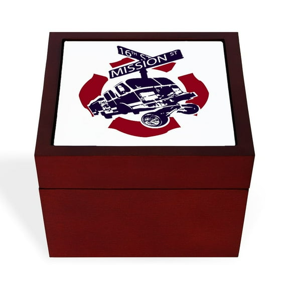 CafePress - Frontwhitefireshirt - Keepsake Box, Finished Hardwood Jewelry Box, Velvet Lined Memento Box