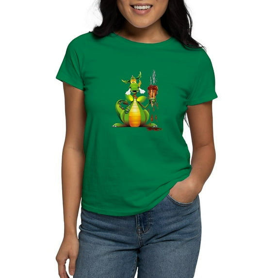 CafePress - Fun Dragon With Ice Cream T Shirt - Women's Traditional Fit Dark T-Shirt