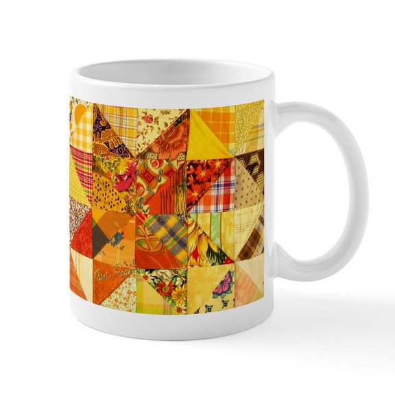 CafePress - Fun Patchwork Quilt Mug - 11 oz Ceramic Mug - Novelty Coffee Tea Cup