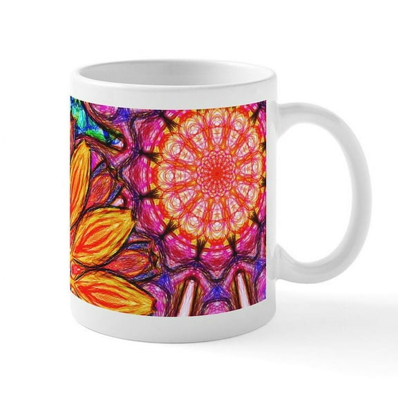CafePress - Funky Flowers Mugs - 11 oz Ceramic Mug - Novelty Coffee Tea Cup