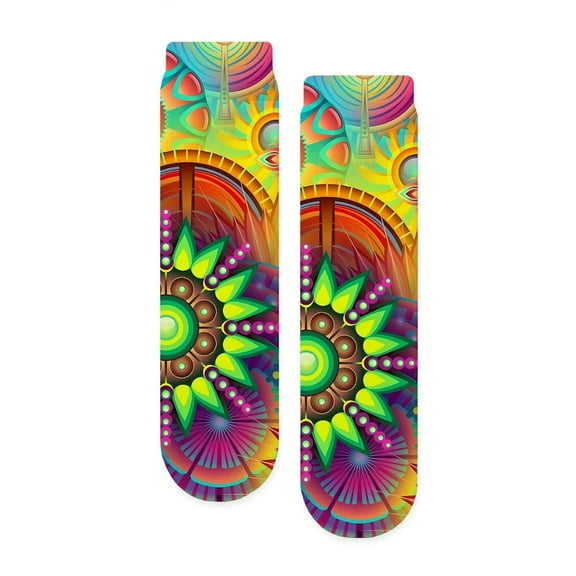 CafePress - Funky Retro Pattern Abstract - Unisex Novelty Printed Crew Adult Socks
