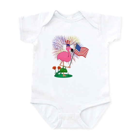 CafePress - Funny 4Th Of July Flamingo Infant Bodysuit - Baby Light Bodysuit, Size Newborn - 24 Months