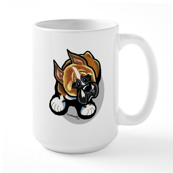 CafePress - Funny Boxer Cartoon Large Mug - 15 oz Ceramic Large White Novelty Mug