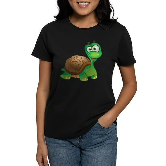 CafePress - Funny Cartoon Turtle T Shirt - Women's Traditional Fit Dark T-Shirt