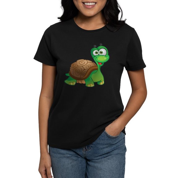 CafePress - Funny Cartoon Turtle T Shirt - Women's Traditional Fit Dark T-Shirt