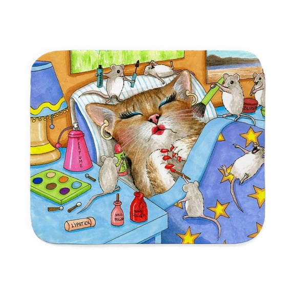 CafePress - Funny Cat 508 Mouse Mice Make Up - Sherpa Fleece Throw Blanket 60" x 50"