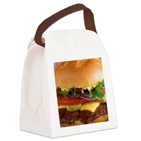 CafePress - Funny Cheeseburger - Canvas Lunch Bag with Strap Handle