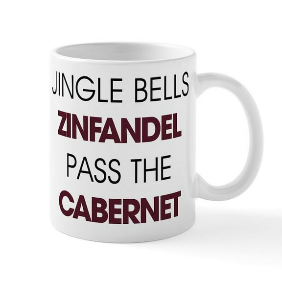 CafePress - Funny Christmas And Wine - 11 oz Ceramic Mug - Novelty Coffee Tea Cup