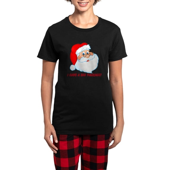 CafePress - Funny Christmas Santa Claus Women's Dark Pajamas - Women's Short Sleeve Print T-Shirt and Pants Dark Cotton Pajama Set