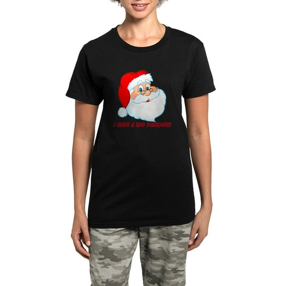 CafePress - Funny Christmas Santa Claus Women's Dark Pajamas - Women's Short Sleeve Print T-Shirt and Pants Dark Cotton Pajama Set