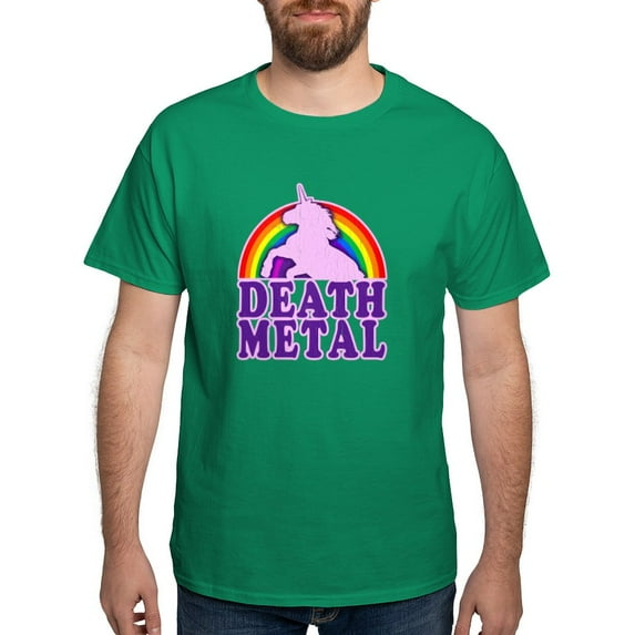 CafePress - Funny Death Metal Rainbow Unicorn (Vintage Distres - Men's Classic Graphic Cotton T-Shirt