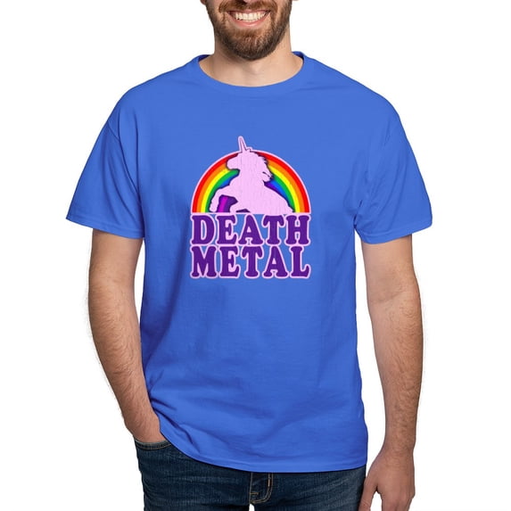 CafePress - Funny Death Metal Rainbow Unicorn (Vintage Distres - Men's Classic Graphic Cotton T-Shirt