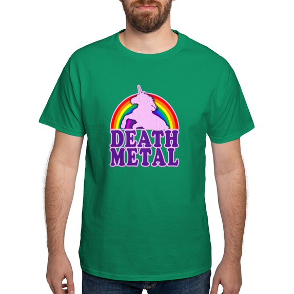 CafePress - Funny Death Metal Rainbow Unicorn (Vintage Distres - Men's Classic Graphic Cotton T-Shirt