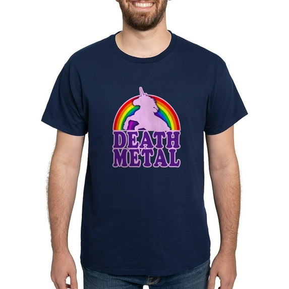 CafePress - Funny Death Metal Rainbow Unicorn (Vintage Distres - Men's Classic Graphic Cotton T-Shirt