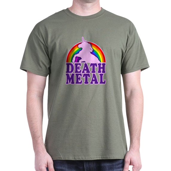 CafePress - Funny Death Metal Rainbow Unicorn (Vintage Distres - Men's Classic Graphic Cotton T-Shirt
