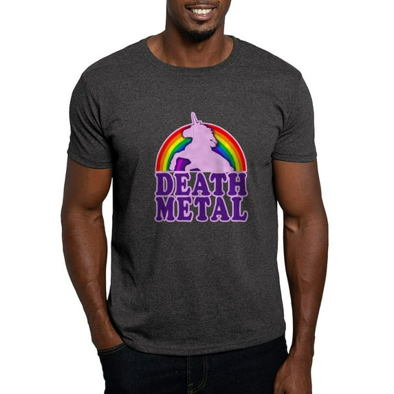 CafePress - Funny Death Metal Rainbow Unicorn (Vintage Distres - Men's Classic Graphic Cotton T-Shirt