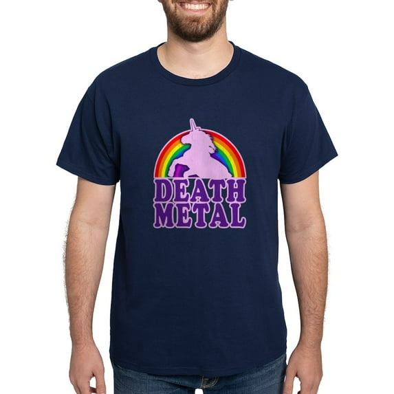 CafePress - Funny Death Metal Rainbow Unicorn (Vintage Distres - Men's Classic Graphic Cotton T-Shirt