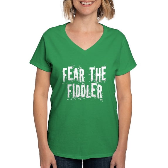 CafePress - Funny Fiddle Women's V Neck Dark T Shirt - Women's V-Neck Dark T-Shirt