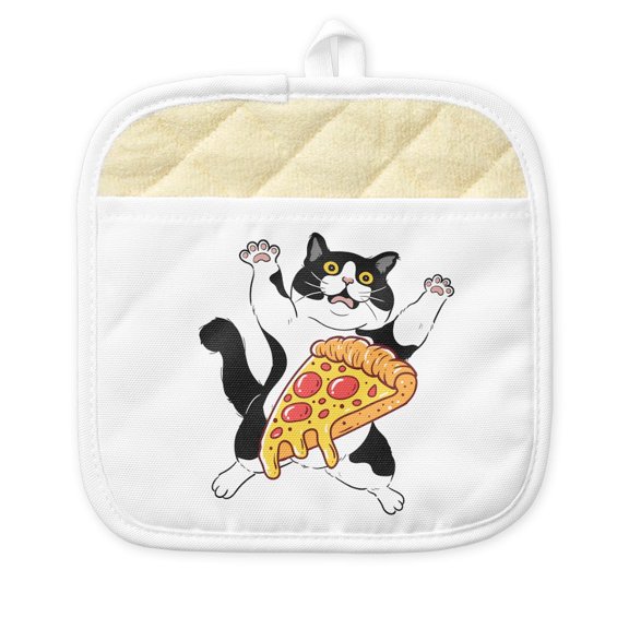 CafePress - Funny Foodie Food Lover Pizza Cat - Pot Holder with Printed Design, 9"x9"