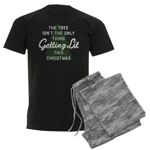 CafePress - Funny Getting Lit Christmas Men's Dark Pajamas - Men's Dark Loose Fit Cotton Pajama Set