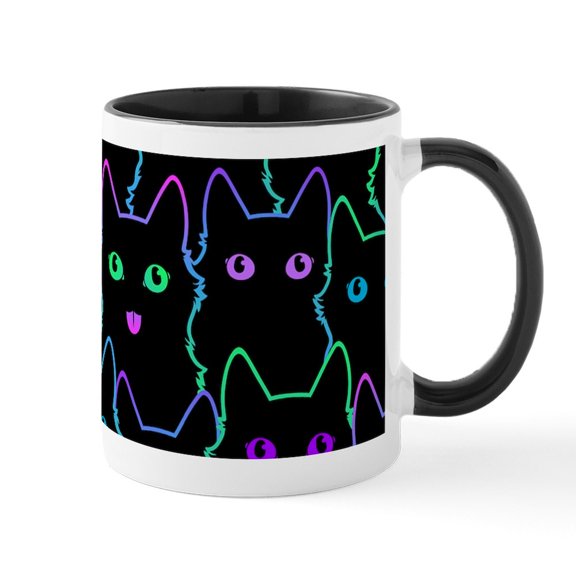 CafePress - Funny Kitty Cat Pattern - 11 oz Ceramic Mug - Novelty Coffee Tea Cup