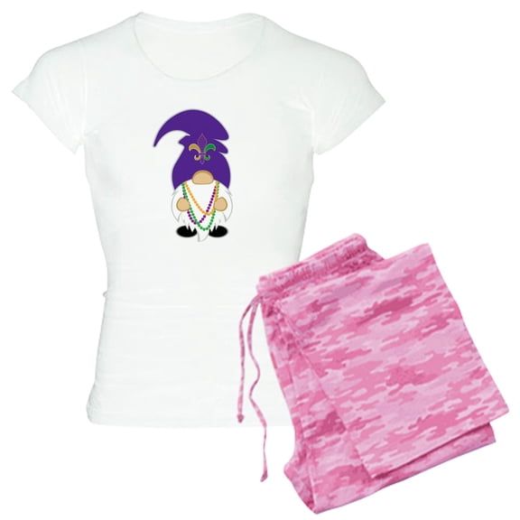 CafePress - Funny Mardi Gras Gnome Pajamas - Women's Short Sleeve Print T-Shirt and Pants Light Cotton Pajama Set