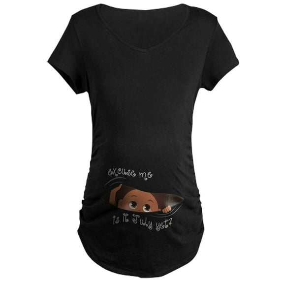 CafePress - Funny Maternity Peeking Out Maternity Dark T Shirt - Maternity Dark T-Shirt