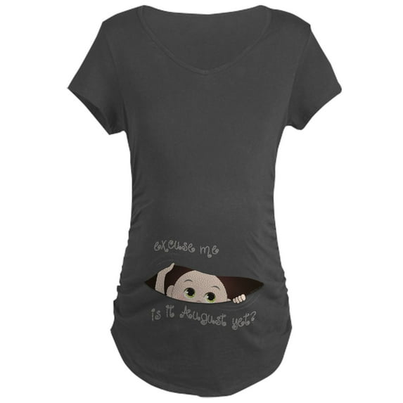 CafePress - Funny Peeking Out Baby Augu Maternity Dark T Shirt - Maternity Dark T-Shirt