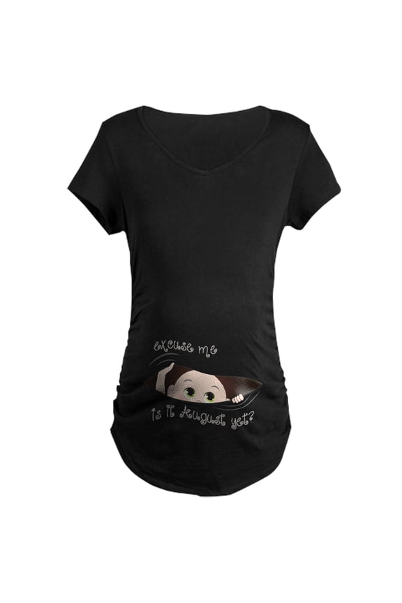 - Funny Peeking Out Baby Augu Maternity Dark T Shirt - Maternity Dark T-Shirt