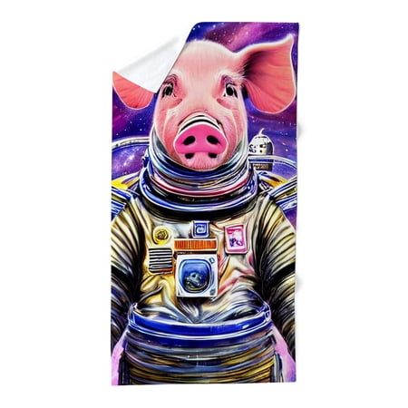 CafePress - Funny Pig In Space Costume - Large Beach Towel, Soft 30"x60" Towel with Unique Design