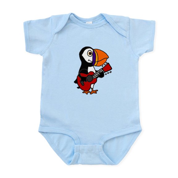 CafePress - Funny Puffin Bird Playing Guitar Body Suit - Baby Light Bodysuit, Size Newborn - 24 Months