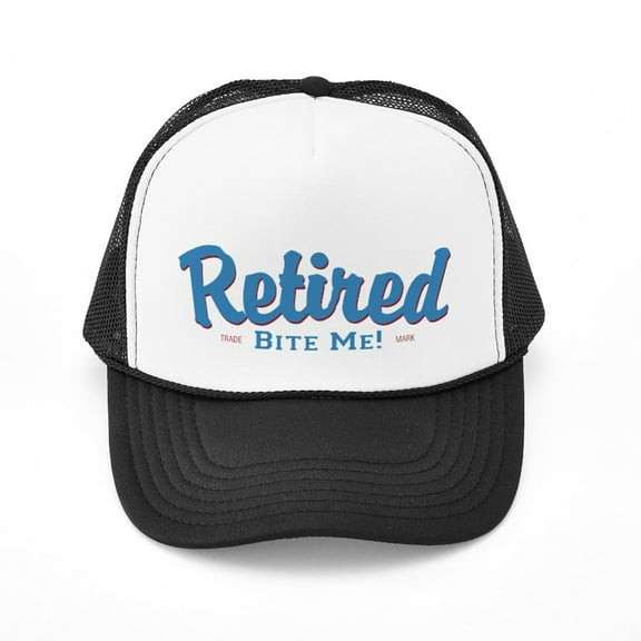 CafePress - Funny Retired Bite Me Retirement - Adjustable Unisex Printed Trucker Hat with Mesh Back