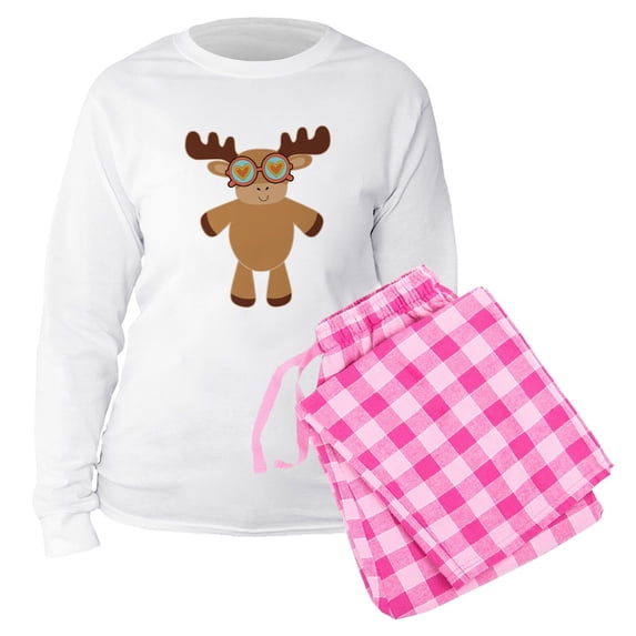 CafePress - Funny Retro Moose - Women's Long Sleeve Relaxed Fit Cotton Light Pajama Set