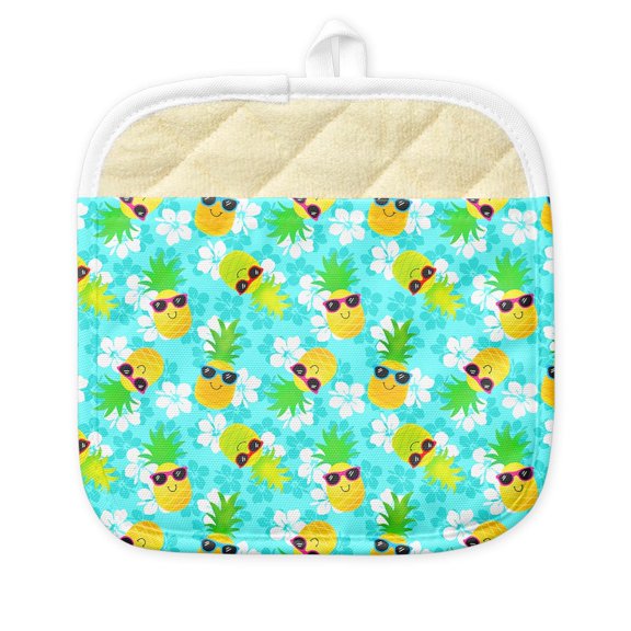 CafePress - Funny Tropical Pineapples Pattern - Pot Holder with Printed Design, 9"x9"
