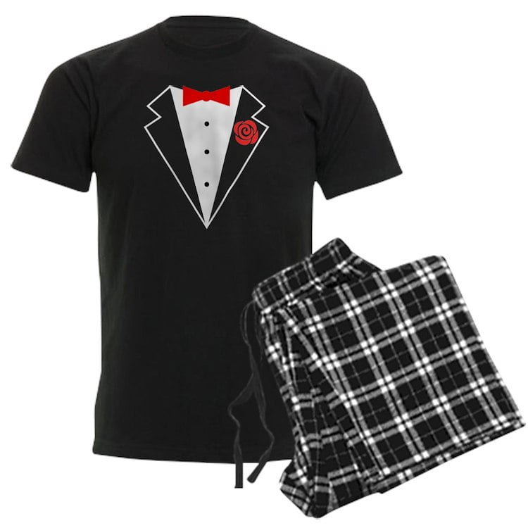 CafePress Funny Tuxedo Red Bow Men s Dark Pajamas Walmart